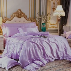 Stain Silk Duvet Cover Bedding Sets Comforter Cover with 1 Duvet Cover or Coverlet，1Sheet，2 Pillowcases for Double/Queen/King(1 Pillowcase for Twin/Single)