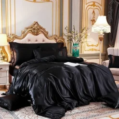 Stain Silk Duvet Cover Bedding Sets Comforter Cover with 1 Duvet Cover or Coverlet，1Sheet，2 Pillowcases for Double/Queen/King(1 Pillowcase for Twin/Single)