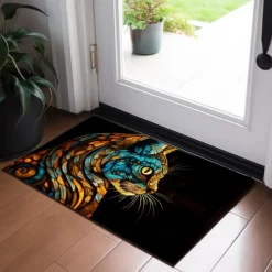 Stained Glass Cat Doormat Floor Mats Washable Rugs Kitchen Mat Non-Slip Oil Proof Rug Indoor Outdoor Mat Bedroom Decor Bathroom Mat Entrance Rug