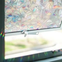 Stained Glass Window Film Rainbow Window Film Translucent Stained Glass Self Adhesive Film Static Cling Thermal Insulation Window Sticker for Home