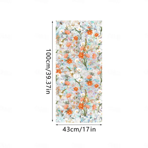 Stained Glass Window Slim Patch PVC Double sided Colored Plant and Flower Removable Window Patch