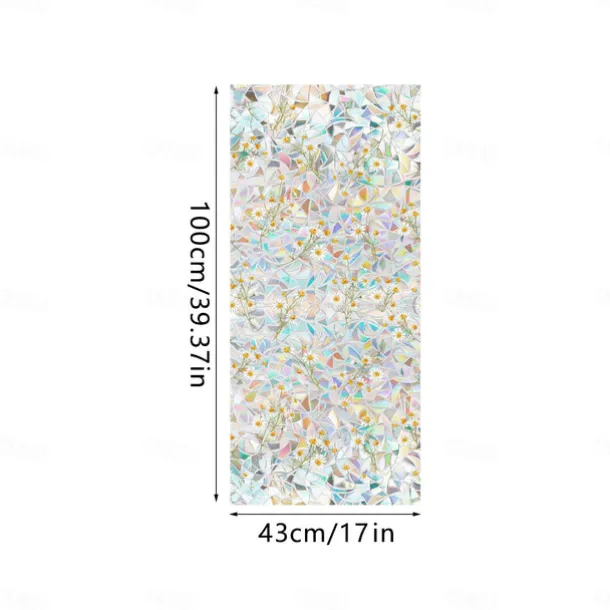 Stained Glass Window Slim Patch PVC Double sided Colored Plant and Flower Removable Window Patch