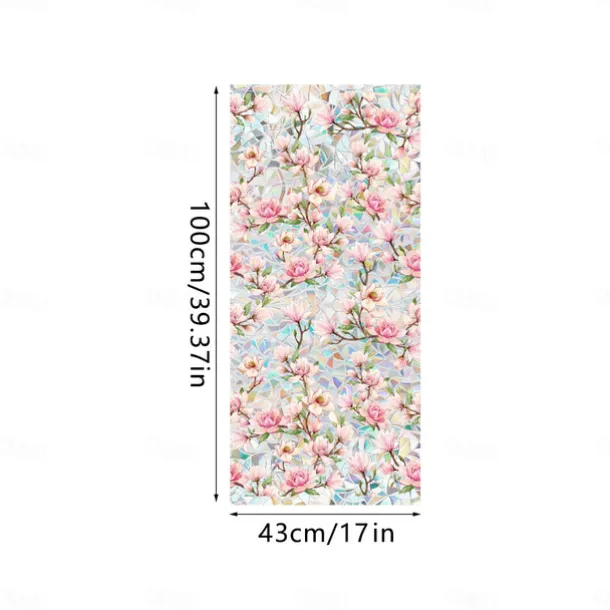 Stained Glass Window Slim Patch PVC Double sided Colored Plant and Flower Removable Window Patch