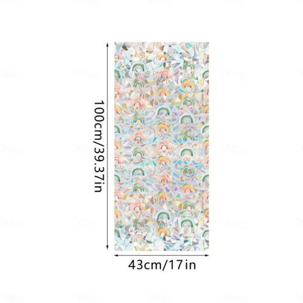 Stained Glass Window Slim Patch PVC Double sided Colored Plant and Flower Removable Window Patch