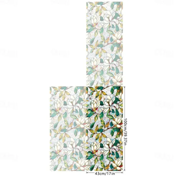 Stained Glass Window Slim Patch PVC Double sided Colored Plant and Flower Removable Window Patch