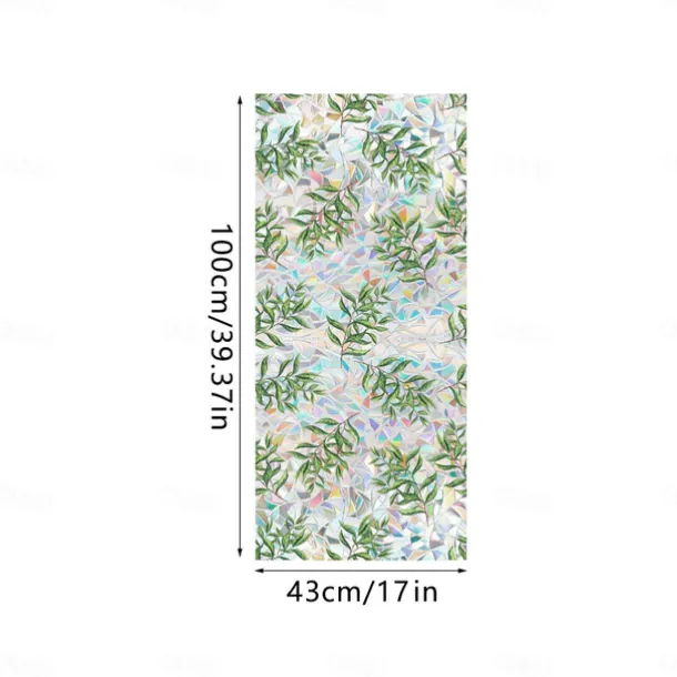 Stained Glass Window Slim Patch PVC Double sided Colored Plant and Flower Removable Window Patch