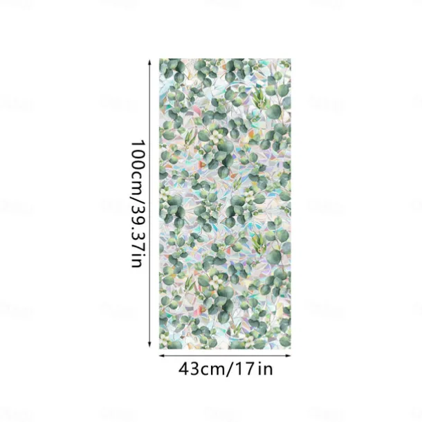 Stained Glass Window Slim Patch PVC Double sided Colored Plant and Flower Removable Window Patch