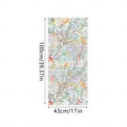 Stained Glass Window Slim Patch PVC Double sided Colored Plant and Flower Removable Window Patch