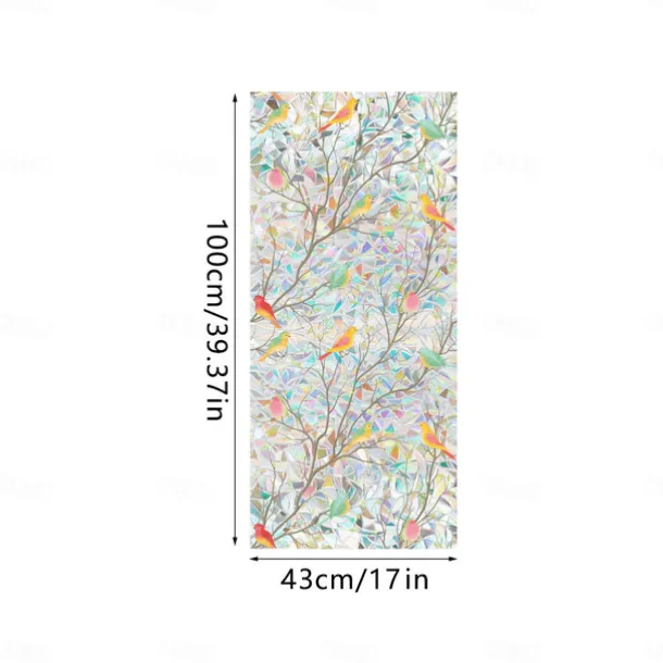 Stained Glass Window Slim Patch PVC Double sided Colored Plant and Flower Removable Window Patch