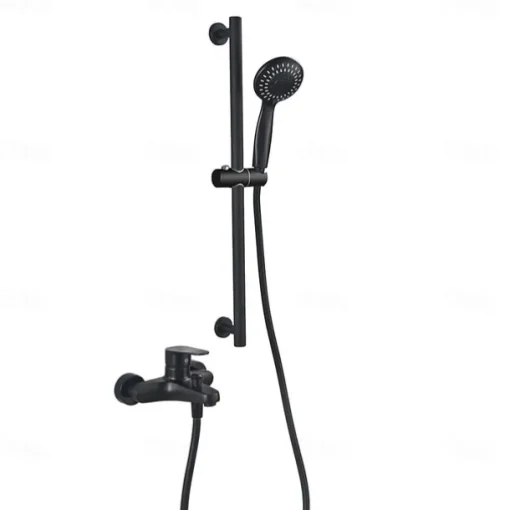 Stainless Steel Bathtub Faucet Traditional Matte Black Shower Faucet Ceramic Valve Included Painted Finishes Shower Mixer Taps with Cold/Hot Water
