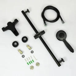 Stainless Steel Bathtub Faucet Traditional Matte Black Shower Faucet Ceramic Valve Included Painted Finishes Shower Mixer Taps with Cold/Hot Water
