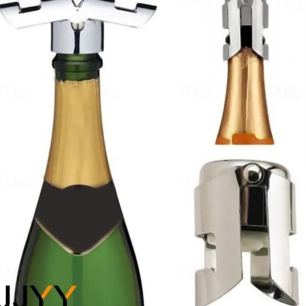 Stainless Steel Champagne Bottle Stopper Vacuum Sealed Sparkling Champagne Wine Bottle Saver Stopper Cap Bottle Opener Bar Tool Portable Stainless Latches Champagne Sparkling Wine Bottle Stopper