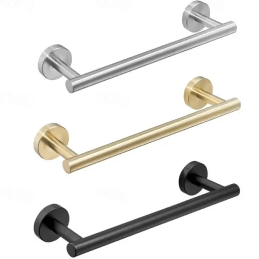 Stainless Steel Clothes And Hats Hook Bathroom Creative Roll Paper Towel Rack Single Pole Towel Rack Set Hook Five Piece Set