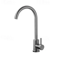 Stainless Steel Deck Mounted Kitchen Faucet, Nickel Brushed Multi-function Rotatable Kitchen Faucet with Hot and Cold Switch