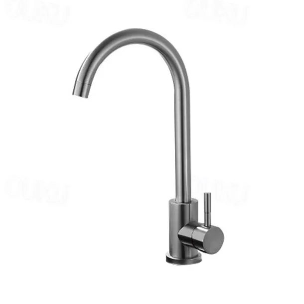 Stainless Steel Deck Mounted Kitchen Faucet, Nickel Brushed Multi-function Rotatable Kitchen Faucet with Hot and Cold Switch