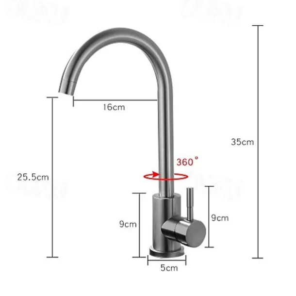 Stainless Steel Deck Mounted Kitchen Faucet, Nickel Brushed Multi-function Rotatable Kitchen Faucet with Hot and Cold Switch