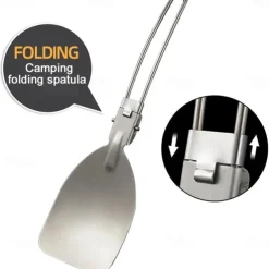 Stainless Steel Foldable Spatula Shovel, Portable Food Turner BBQ Tools,Outdoor SUS304 Compact & Durable Cooking Utensils for Camping, Hiking, Picnic, Travel, Easy to Use and Store