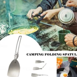 Stainless Steel Foldable Spatula Shovel, Portable Food Turner BBQ Tools,Outdoor SUS304 Compact & Durable Cooking Utensils for Camping, Hiking, Picnic, Travel, Easy to Use and Store