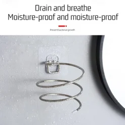 Stainless Steel Hair Dryer Holder Adhesive Blower Organizer Wall Mounted Spiral Stand Shelves Bathroom Storage Accessories