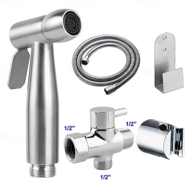 Stainless Steel Handheld Bidet Mixing Valve Toilet Bow Cleaning Set Bidet Sprayer Faucet Balcony Cleaning Accessories Washlet