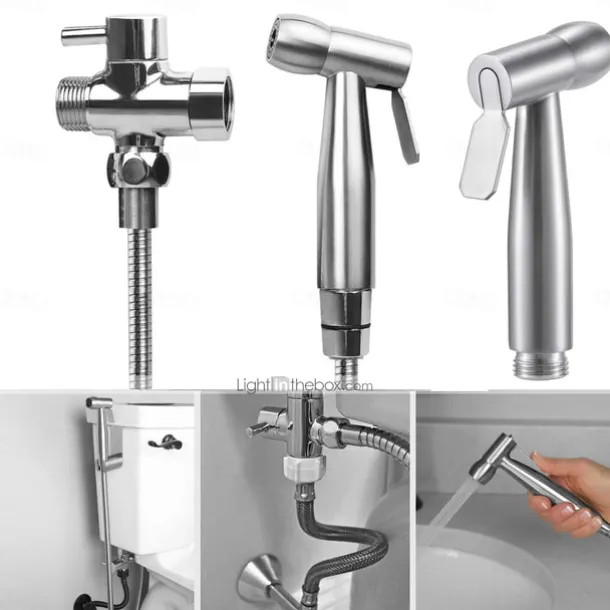 Stainless Steel Handheld Bidet Mixing Valve Toilet Bow Cleaning Set Bidet Sprayer Faucet Balcony Cleaning Accessories Washlet