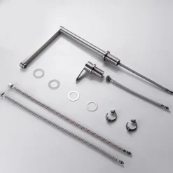 Stainless Steel Kitchen Faucet Sink Mixer Folding Vessel Tap, Single Handle 360 Degree Swivel with G1/2 Cold and Hot Hose