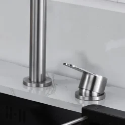 Stainless Steel Kitchen Faucet Sink Mixer Folding Vessel Tap, Single Handle 360 Degree Swivel with G1/2 Cold and Hot Hose