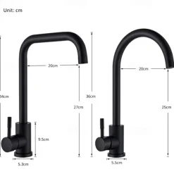 Stainless Steel Kitchen Sink Mixer Faucet, 360 Swivel Single Handle Kitchen Taps Deck Mounted, with Hot and Cold Water Hose Vessel Taps