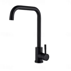 Stainless Steel Kitchen Sink Mixer Faucet, 360 Swivel Single Handle Kitchen Taps Deck Mounted, with Hot and Cold Water Hose Vessel Taps