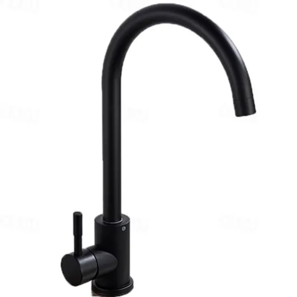 Stainless Steel Kitchen Sink Mixer Faucet, 360 Swivel Single Handle Kitchen Taps Deck Mounted, with Hot and Cold Water Hose Vessel Taps