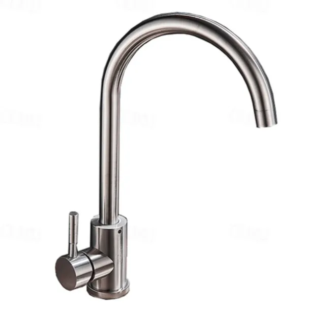 Stainless Steel Kitchen Sink Mixer Faucet, 360 Swivel Single Handle Kitchen Taps Deck Mounted, with Hot and Cold Water Hose Vessel Taps
