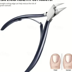 Stainless Steel Toenail Clippers with Sharp Pointed Tip for Ingrown and Thick Nails - Wide Jaw Podiatry Care Tool