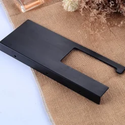 Stainless Steel Toilet Paper Holder New Design Tray Paper Roll Holder Bathroom Shelf Wall Mounted Matte Black 1pc