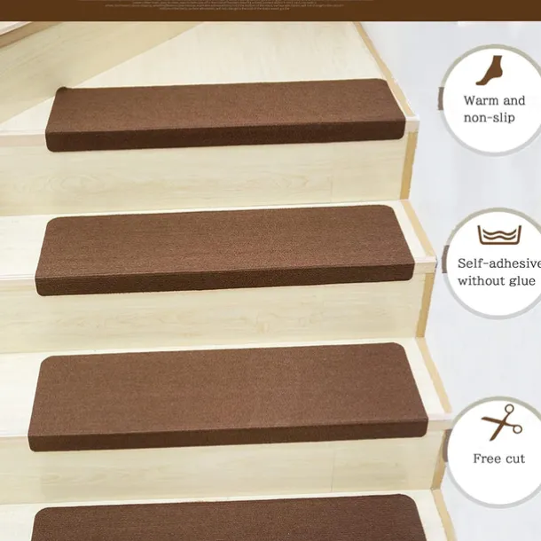Stair Tread Carpet,Stair Runner Carpet,Self-Adhesive/Velcro Patch Staircase Mats Rug, Stair Pads Step Protectors, Removable Washable Step Floor Rugs For Home Staircase Decoration