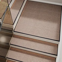 Stair Tread Rugs Geometric Non-Slip Carpet Non-Skid Safety Rug Slip Resistant Indoor Runner for Kids Elders and Pets