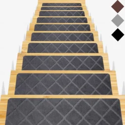 Stair Treads for Wooden Steps - 8x30in Carpet Stairs Runner Indoor Non-Slip Stair Mats for Kids Elders and Pets