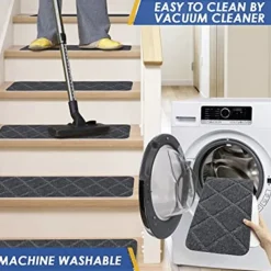 Stair Treads for Wooden Steps - 8x30in Carpet Stairs Runner Indoor Non-Slip Stair Mats for Kids Elders and Pets