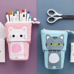 Standing Pencil Case Back to School Cute Telescopic Pen Holder Standing Pencil Pouch Organizer Pop up Pencil Bag Cosmetics Bag Portable Kawaii Stationary