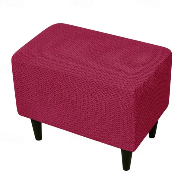 Stool Pedal Cover Jacquard Stretch Ottoman Slipcovers Thick Folding Storage Covers Square Footstool Protector with Elastic Bottom for Living Room