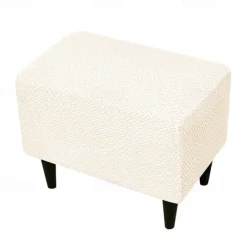 Stool Pedal Cover Jacquard Stretch Ottoman Slipcovers Thick Folding Storage Covers Square Footstool Protector with Elastic Bottom for Living Room