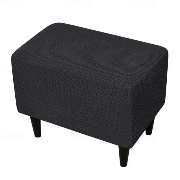 Stool Pedal Cover Jacquard Stretch Ottoman Slipcovers Thick Folding Storage Covers Square Footstool Protector with Elastic Bottom for Living Room