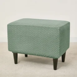 Stool Pedal Cover Jacquard Stretch Ottoman Slipcovers Thick Folding Storage Covers Square Footstool Protector with Elastic Bottom for Living Room
