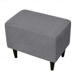 Stool Pedal Cover Jacquard Stretch Ottoman Slipcovers Thick Folding Storage Covers Square Footstool Protector with Elastic Bottom for Living Room