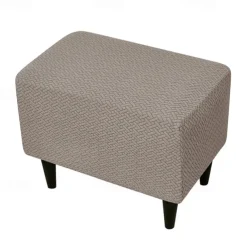 Stool Pedal Cover Jacquard Stretch Ottoman Slipcovers Thick Folding Storage Covers Square Footstool Protector with Elastic Bottom for Living Room
