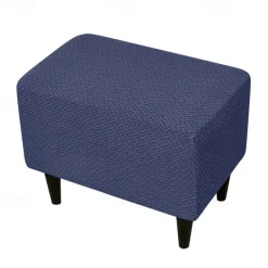 Stool Pedal Cover Jacquard Stretch Ottoman Slipcovers Thick Folding Storage Covers Square Footstool Protector with Elastic Bottom for Living Room