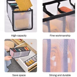 Storage Box 3pcs Folding Divider Storage Drawers For Underwear BRA Socks 6 7 11 Grade Bathroom Storage Containers