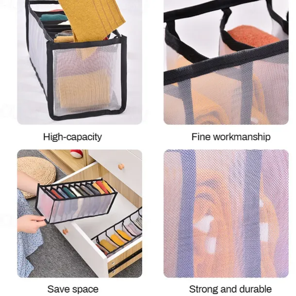 Storage Box 3pcs Folding Divider Storage Drawers For Underwear BRA Socks 6 7 11 Grade Bathroom Storage Containers