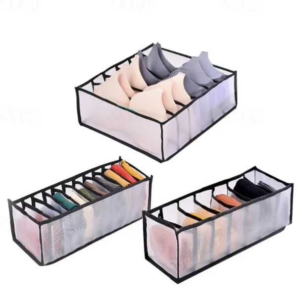 Storage Box 3pcs Folding Divider Storage Drawers For Underwear BRA Socks 6 7 11 Grade Bathroom Storage Containers