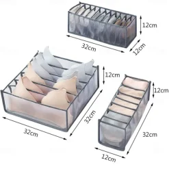Storage Box 3pcs Folding Divider Storage Drawers For Underwear BRA Socks 6 7 11 Grade Bathroom Storage Containers