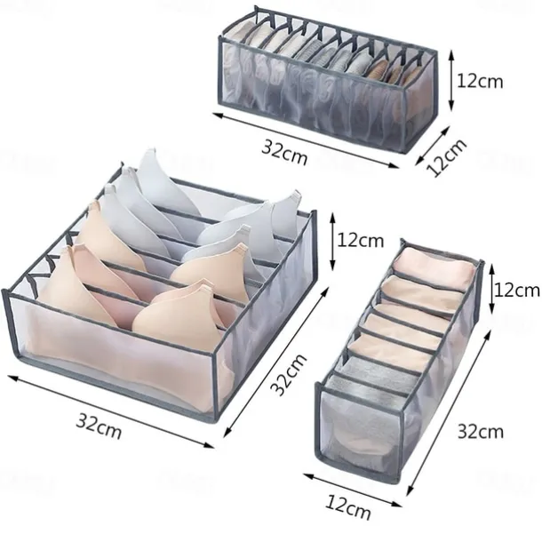 Storage Box 3pcs Folding Divider Storage Drawers For Underwear BRA Socks 6 7 11 Grade Bathroom Storage Containers